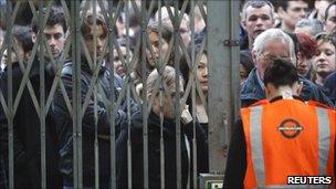 Commuters wait outside station during October's Tube strike