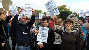 Students demonstrating in Sheffield