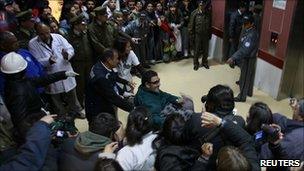 The last rescued miner, Luis Urzua, arrives at hospital in Copiapo - 14 October 2010