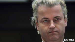 Geert Wilders in court in Amsterdam, 15 October