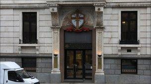 The UK headquarters of the Church of Scientology, located in Queen Victoria Street, London