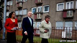 Iain Duncan Smith on campaign trail in Easterhouse, Glasgow, Scotland