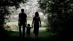 A family in silhouette