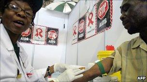 An HIV test being carried out in Pretoria in December 2009