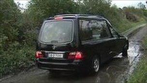 The family arrived with a hearse on Friday afternoon