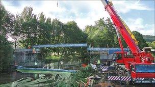 The new bridge across the River Stour at Stourpaine