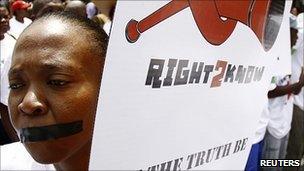 Protesters in silent march in Johannesburg 19 October 2010