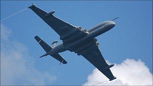 Nimrod MRA4 flying in the Guernsey Battle of Britain Air Display