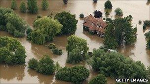 Flooded land by the River Severn (Getty)