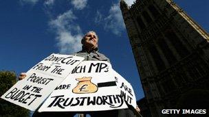 Protester in Westminster