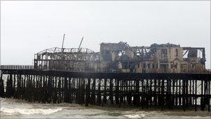 Hastings Pier after the fire