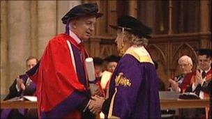 David Gower collecting honorary degree