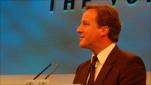 David Cameron at the CBI conference in 2009