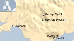 Map of Merthyr to Cardiff