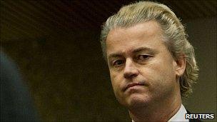 Geert Wilders in court in Amsterdam. 22 Oct 2010