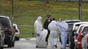 Police at the Plaistow shooting scene