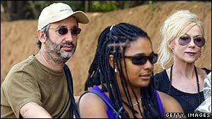 David Baddiel (l) and Morwenna Banks (r) with an unidentied person (centre)