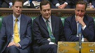 Nick Clegg, George Osborne and David Cameron