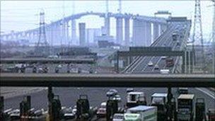 The QE2 Thames bridge Dartford River Crossing