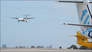 Planes at Guernsey Airport