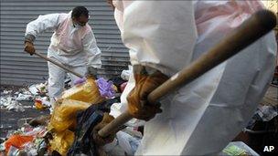 Rubbish collectors get to work in Marseille, 26 October