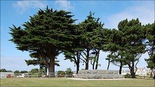 Delancey Park including the base of the 1877 Admiral Lord de Saumarez memorial