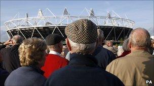 Pensioners on a tour of London's Olympic Park