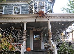 House adorned with spiders