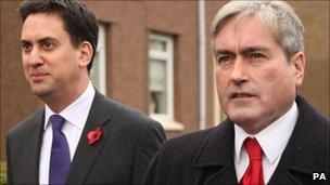 Labour leader Ed Miliband tours the South of Glasgow streets with Scottish Labour leader Iain Gray