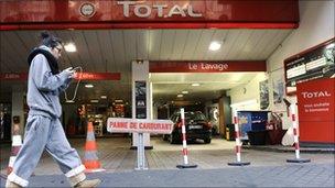 Total petrol station in Paris that ran out of fuel last week due to a strike by workers