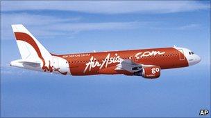 An Air Asia plane in flight