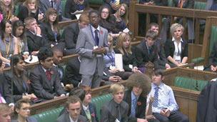 Members of the Youth Parliament in the Commons chamber