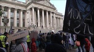 Protesters outside the Guildhall