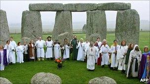 Druids perform a Samhain blessing at Stonehenge