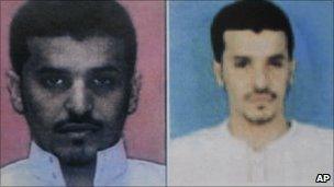 A combination of two photos released by Yemeni officials and said to show Ibrahim Hassan al-Asiri