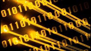 Binary code and fibre optic strands