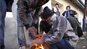 Illegal migrants at Vissa station, northeastern Greece, 31 Oct 10