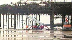 Engineers at Hastings Pier