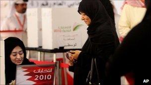 Voting in Muharraq, Bahrain on 30 October