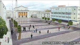 An artist's impression of the planned refurbishment of Guildhall Square