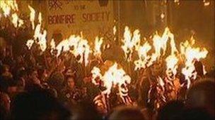 Bonfire parade in Lewes