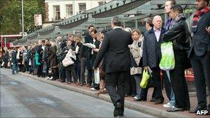 Bus stop queues at Victoria station