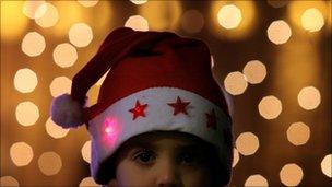 Christmas hat and lights (generic)