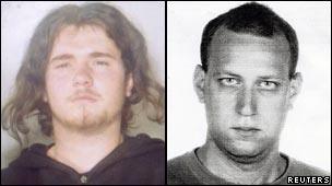 Suspects Bolano Damiano, 23 (L), and Georgios Karagiannidis, 30