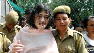 Irom Sharmila Chanu with police officers