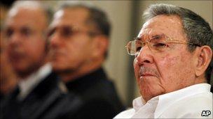 Raul Castro attends the inauguration of the new seminary