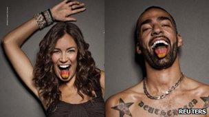 Stars in German ads - Brazilian model and TV presenter Jana Ina Zarrella (left) and DJ and rapper Harris