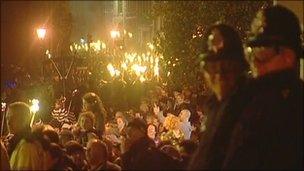 Bonfire celebrations in Lewes, East Sussex