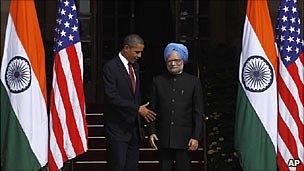 President Barack Obama with Indian PM Manmohan Singh in Delhi