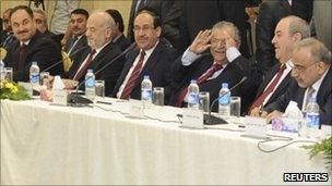 Iraqi leaders at a meeting in Irbil, 8 Nov